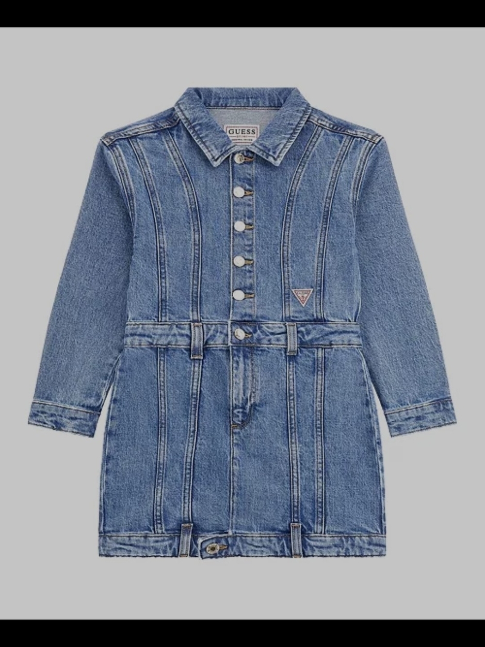 GUESS Girl's Light Blue Denim Button-Front Jacket Dress Sz 14